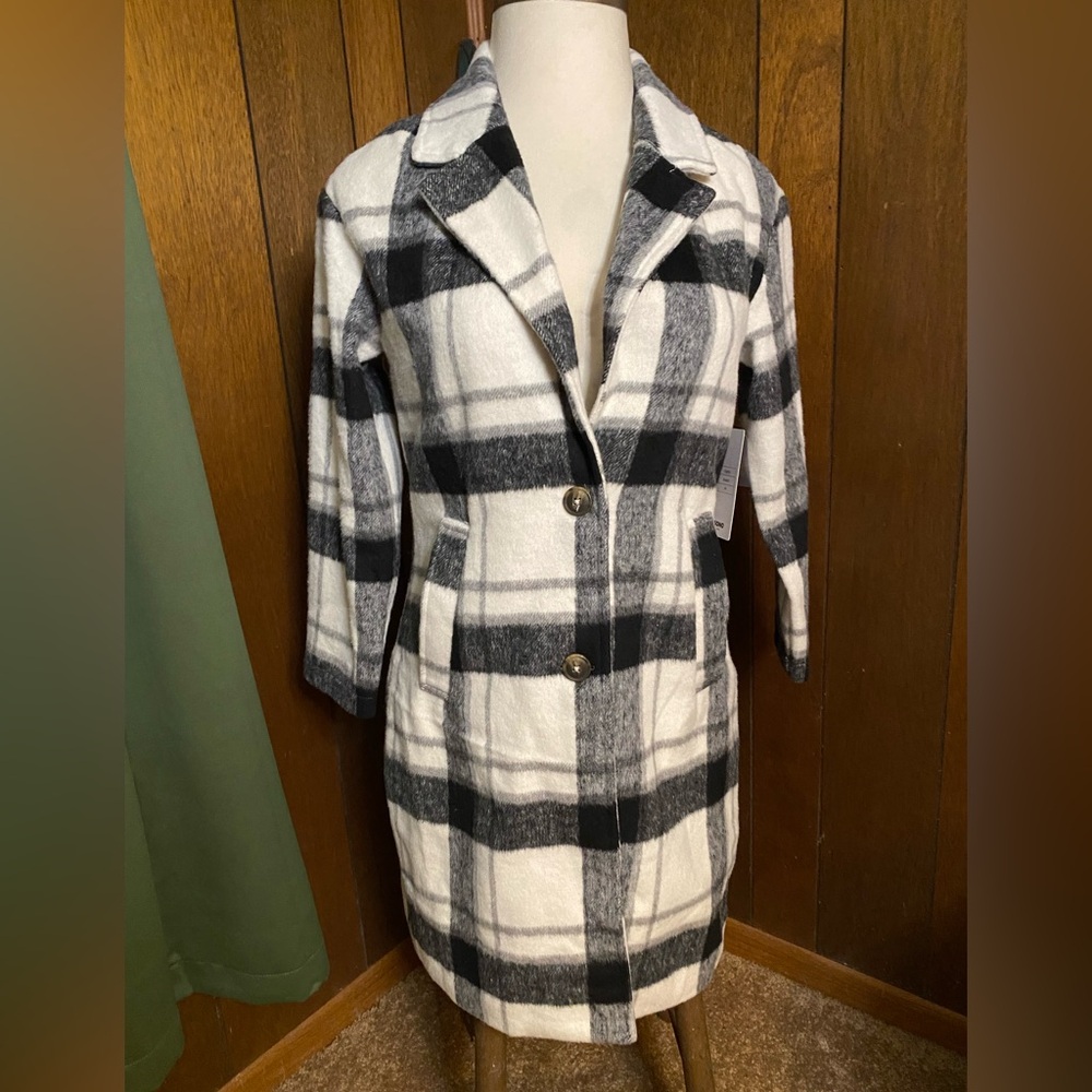 CiSono Outerwear Plaid Coat NWT